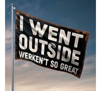 Mancave Accessories Drapeau « Men I Went Outside », « Werken'T So Great » - Décoration de chambre amusante (60 x 90 cm)