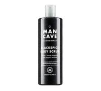 ManCave Gommage Corps Blackspice 500 ml pour Homme, Gommage Corps Exfoliant, Exfolie et Nettoie la Peau, Poudre Pierre Ponce Charbon Bois, Exfoliant Corps Naturel, Végétalien, Fabriqué en Angleterre