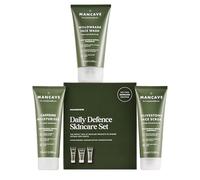 ManCave Daily Defence Coffret cadeau de soins de la peau pour homme, nettoyant visage naturel et végétalien, gommage et hydratant. Emballage recyclé, fabriqué en Angleterre