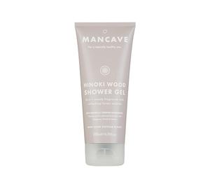 ManCave Gel Douche Hinoki Wood 200 ml, Gel Douches Hommes à l'Arôme Boisé avec Notes d'Hinoki, de Cèdre et de Musc, Naturel, Sans Sulfate, Vegan, Plastique Recy abriqué en Angleterre