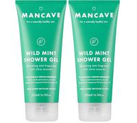 ManCave Gel Douche Menthe Sauvage - Gel Douche Hommes 200 ml, Arôme Énergisant et Frais de Citron, Menthe Poivrée et Huile d'Eucalyptus, Naturel avec L-Arginine, Sans Sulfate ni Parabène, Vegan