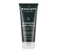 ManCave Gommage Corps Blackspice 200ml pour Homme, Gommage Corps Exfoliant, Exfolie et Nettoie la Peau, Poudre Pierre Ponce Charbon Bois, Exfoliant Corps Naturel, Végétalien, Fabriqué en Angleterre