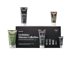 ManCave Hydration Skincare Collection, Coffret cadeau pour hommes, Hydratant protecteur, Nettoyant pour le visage, Gommage pour le visage, Sérum hyaluronique, Gel anti-fatigue pour les yeux