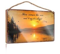 Mancave Signs and Decor Here Comes The Sun and I Say It's Alright Cadeau pour Boss Woman Panneau décoratif de ferme (23 x 35 cm)