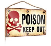 Mancave Signs And Decor Poison Warning : Keep Out Panneau de bar en bois pour maison, bar, panneau de porte en bois (15 x 28 cm)