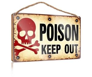 Mancave Signs And Decor Poison Warning : Keep Out Panneau de bar en bois pour maison, bar, panneau de porte en bois (15 x 28 cm)