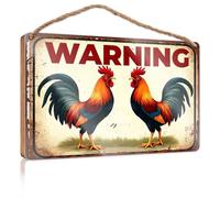 Mancave Signs And Decor Warning : Roosters Ahead! Panneaux de cuisine amusants pour décoration extérieure d'automne (15 x 28 cm)