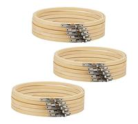 MANCHAP Lot de 15 cercles à broder en bambou réglables de 20 cm, anneau de broderie bambou point de croix pour loisirs créatifs