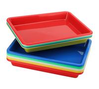 MANCHAP Lot de 15 Plateaux d'activités artistiques, Rapide Plateau Repas Plateaux en Plastique Multicolores de 28 x 21,5 x 3 cm, 5 Couleurs pour projets de Bricolage, Loisirs créatifs, Peinture