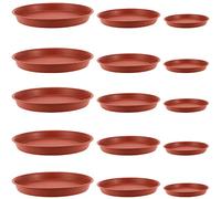 MANCHAP Lot de 15 soucoupes Rondes en Plastique pour Pots de Fleurs - 3 Tailles - Soucoupe pour Plantes Rouge - 15,7 cm/17 cm/23,7 cm