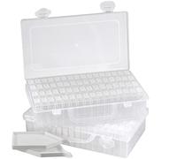 MANCHAP Lot de 2 diamond painting boîtes de rangement transparentes à 64 compartiments pour peinture à diamants, perles et broderies pour bijoux, perles, artisanat, nail art