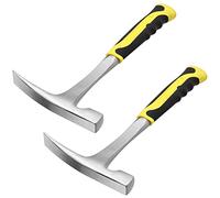 MANCHAP Lot de 2 marteaux de brique de 907,2 g, à tête plate avec poignée de réduction des chocs, pour l'exploitation minière, la prospective géologique, le camping, tout en acier