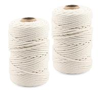 MANCHAP Lot de 2 rouleaux de cordon en coton naturel pour macramé, pour tricot, emballage cadeau, décoration de mariage - 5 mm x 100 m - 200 m