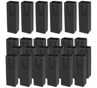 MANCHAP Lot de 24 sacs cadeaux en papier avec poignées en corde pour bouteille de vin - 35 x 11 x 9 cm - Noir