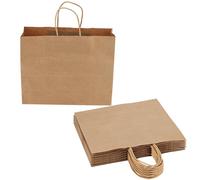 MANCHAP Lot de 25 grands sacs cadeaux papier kraft avec poignées pour cadeaux, mariages, anniversaire, fêtes, célébrations, 32 x 11 x 25 cm
