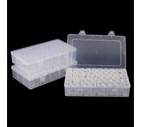 MANCHAP Lot de 3 diamond painting boîtes de rangement en plastique transparent à 60 emplacements, 27 x 16 x 5,8 cm, pour broderie, perles, loisirs créatifs,artisanat