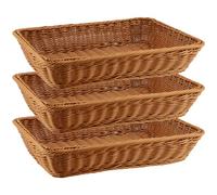 MANCHAP Lot de 3 grande corbeilles à pain de table rectangulaires en rotin synthétique tissé 40 x 30 x 8 cm pour le rangement du pain, des fruits et des collations