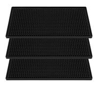 MANCHAP Lot de 3 tapis de bar noirs de 30,5 x 15,2 cm, tapis de service en caoutchouc antidérapant pour comptoir, bar à domicile, restaurant