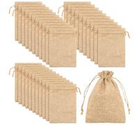 MANCHAP Lot de 30 sacs en toile de jute de 13 x 18 cm avec cordon de serrage, sacs cadeaux en toile de jute de 12,7 x 17,8 cm pour cadeau de mariage, bricolage