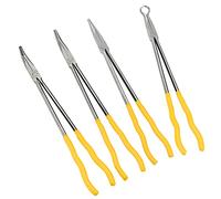 MANCHAP Lot de 4 pinces à aiguille de 40,6 cm, pince à bec long avec droite, angle de 45 degrés, pince circulaire et pince circulaire pour les espaces restreints