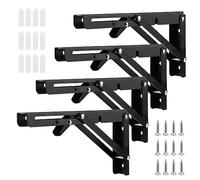 MANCHAP Lot de 4 supports console d'étagère pliables de 25,4 cm, équerres d'étagère triangulaires pliables table pour cuisine, bureau, maison