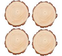 MANCHAP Lot de 4 tranches de bois naturel brut, rondin de bois decode 23 à 25 cm sans trou pour travaux manuels, peinture, décoration murale, mariage, Noël, projets de bricolage