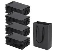 MANCHAP Lot de 40 sacs provisions noirs en papier avec poignées en coton, sac en carton noir pour fête, mariage - 13 x 6 x 19 cm