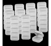 MANCHAP Lot de 50 mini boîtes à perles carrées en plastique transparent 3,5 x 3,5 x 1,8 cm