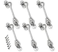 MANCHAP Lot de 6 loquets de porte de cabine en acier inoxydable de 10,2 cm, loquet de porte de grange, crochet de cabine oeil porte loquet avec vis pour portail, argenté