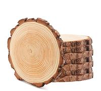 MANCHAP Lot de 6 tranches de bûches en bois brut de 18 à 20 cm, rondin de bois sans trou, tranches de bois ronde pour travaux manuels, peinture, projets de bricolage