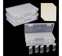 MANCHAP Lot de boîtes de rangement en plastique transparent à 60 emplacements, 27 x 16 x 5,8 cm, boite pour diamond painting, broderie, perles, loisirs créatifs, artisanat