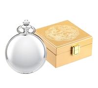 ManChDa Taschenuhr Im Luxus Glossy Holz Geschenk Box - Doppelter Abdeckung Taschenuhr Kette Antikes Skelett Mechanische Hand-Wind Steampunk Römische Ziffern Fob Uhr Für Herren | Gold Box