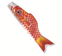Manche à air de carpe japonaise/drapeau poisson satiné de 100 cm pour décoration de jardin/moulin à vent aux couleurs vives pour extérieur, cour, terrasse et fête (rouge, 100 cm)