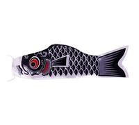 Manche à air de carpe japonaise Koinobori - 40/70/100 cm - Drapeau de carpe - Multicolore - Décorations japonaises - Manche à vent - Poisson - Cerf-volant (40 cm, noir)