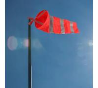 Manche à air d'extérieur en polyester indéchirable avec bandes d'aéroport pour l'aviation, mesure réfléchissante, jardin, camping, décoration rouge, 60 cm (60 cm)