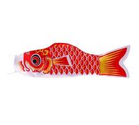 Manche à air japonaise Koinobori - 40/70/100 cm - Drapeau carpe - Multicolore - Décorations japonaises - Manche à vent - Drapeau de poisson - Cerf-volant (40 cm, rouge)