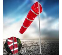 Manche à Air Manche à Air Étanche pour Indiquer La Direction du Vent, Mât de Girouette en Acier Inoxydable, Drapeau de Direction du Vent avec Bande Réfléchissante(2.6 m pole)