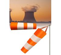 Manche à air robuste, indicateur de direction du vent étanche réfléchissant | Oxford avec poteau acier inoxydable, rotation gratuite à 360° for la surveillance météo extérieure(Orange-White,100x80cm)