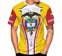 Manche Courte Custom Colombia Flag T-Shirt Hommes Short-Sleeve Confortable Haut pour Gym Pêche Entraînement 2XL