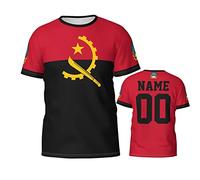 Manche Courte Custom Name Number Angola Flag Haut Hommes Manches Courtes Respirant T Shirt pour Fitness Pêche Entraînement L