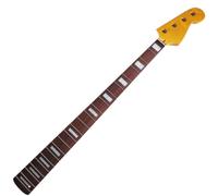 Manche de guitare basse Jazz en érable, 21 frettes, 34 pouces, incrustation touche palissandre jaune