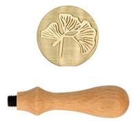 Manche En Bois Pour Cachet De Cire + Tampon Ginkgo