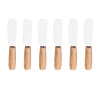 Manche en Bois Spatule à Crème Acier Inoxydable 6 Pièces | Compacte et Facile à Nettoyer, pour Tartines et Pâtisseries, Usage Petit Déjeuner Cuisine Extérieure Couleur Aléatoire
