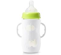 Manche en silicone pour les bouteilles de bébé - 11,7x10,6x6,6 cm, manchette de silicone en bouteille avec poignées doubles pour une prise en main facile, absorption de choc anti-casse, accessoire d'a