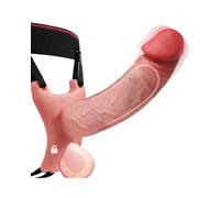 Manche Pénienne Strap-On avec Vibrateur Hollow pour Couples - Dildo Réaliste à Contrôle App & Télécommande, Accessoire Sexuel pour Hommes, Extendeur de Gain, Charge USB