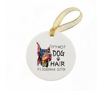 Mancheng-zi Décoration de Noël Doberman colorée pour décoration d'arbre de Noël, ce n'est pas des poils de chien, c'est Dobie Paillettes décoratives à suspendre en céramique