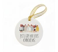 Mancheng-zi Décoration de Noël en forme de poule, cadeau pour maman, femme, coq pour décoration d'arbre de Noël, juste une fille qui aime les poulets, ornements décoratifs à suspendre en céramique