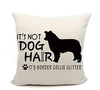 Mancheng-zi Housse de coussin à paillettes « It's Not Dog Hair It's Border Collie » - Cadeau pour amoureux des chiens - Décoration amusante - 45,7 x 45,7 cm - Pour canapé, lit