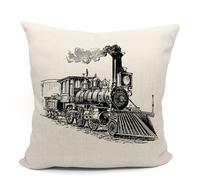 Mancheng-zi Train Pillow Train Decor Pillow Covers 18x18 Train Pillow Cushion Train Theme Room Decor Gifts for Train Lovers Train Gifts for Men Train