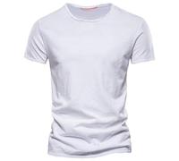 Manches Courtes en Coton Bambou pour Hommes T-Shirt Muscle Doux et Confortable col en V Casual Slim Sport Plage t-Shirt